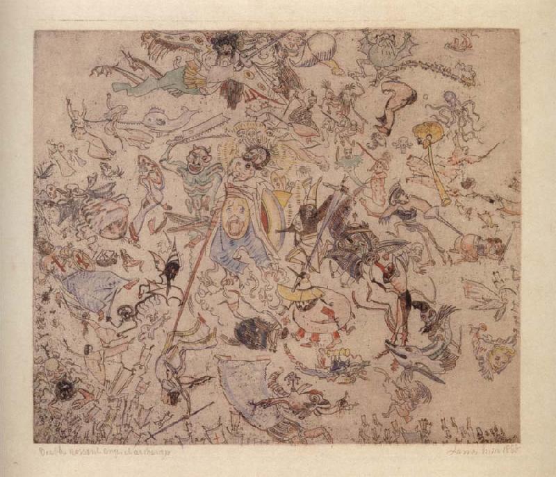 James Ensor Demons Trashing Angels and Archangels oil painting image